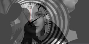 woman, face, clock